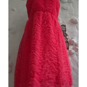 WTOO Coral Pink Strapless Ruffle Tulle Mini Cocktail Textured Dress Size 14